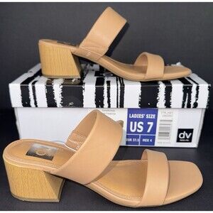dv by Dolce Vita Sharona Womens Size 7 Cafe Brown Dual Straps Block Heel Sandals